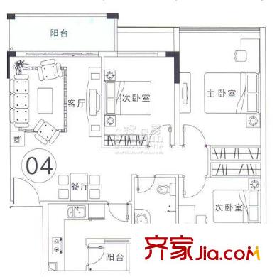 有福楼户型图深圳恒福苑户型图1 3室2厅1卫1厨