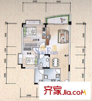 深圳皓月花園二期戶型圖4
