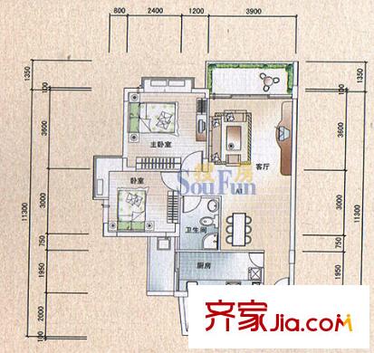 深圳皓月花園二期戶型圖3