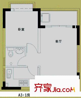 老街新寓 1室 户型图