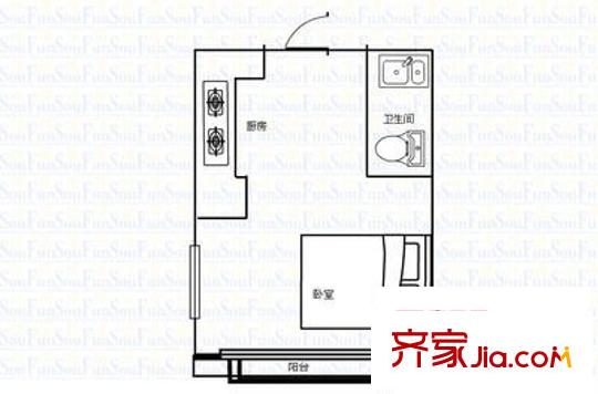 老街新寓 1室 户型图