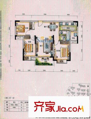 迎僑花園 3室 戶型圖