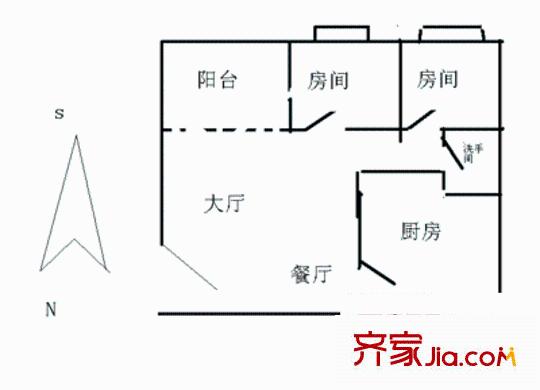 海伴雅居 2室 户型图