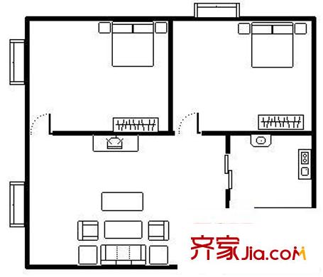 凱豐綜合樓 2室 戶型圖