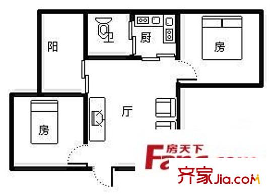 凱豐綜合樓 2室 戶型圖