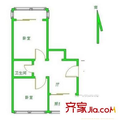 大唐時(shí)代公寓戶型圖2居室 2室2廳2衛(wèi)1廚