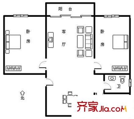 石景湾花园 2室 户型图