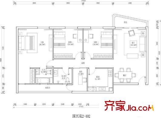 国兴苑 4室 户型图
