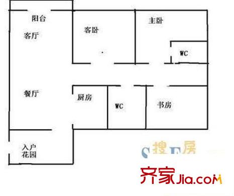 華源大廈 3室 戶型圖