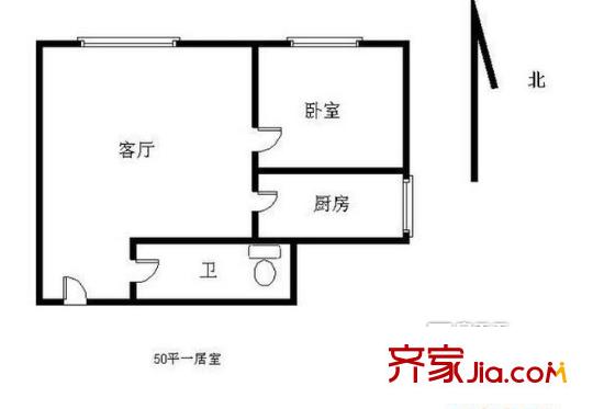 大唐時(shí)代公寓戶型圖1居室1 1室1廳1衛(wèi)1廚