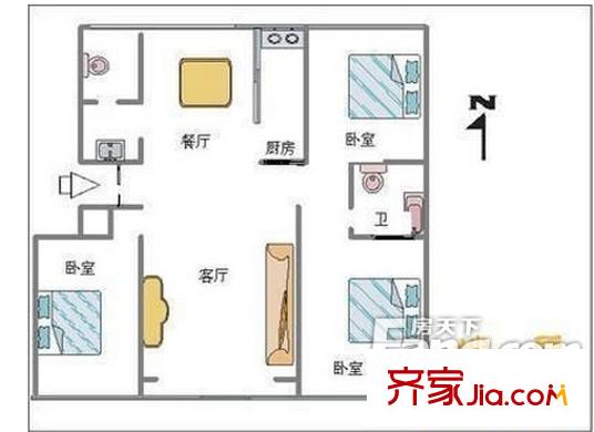 大唐時(shí)代公寓戶型圖3居室2 3室2廳2衛(wèi)1廚