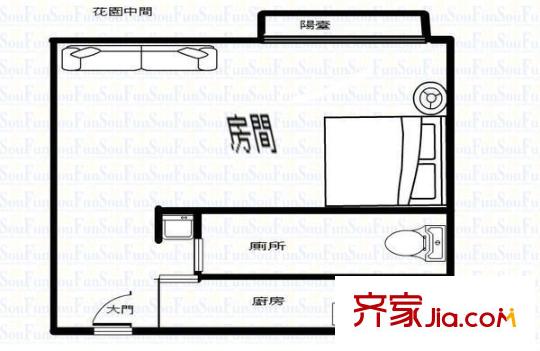 鵬海苑 1室 戶型圖