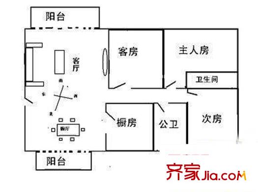 華源大廈 3室 戶型圖