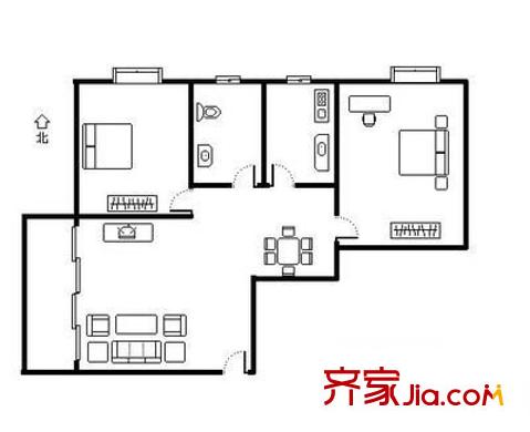 石景湾花园 2室 户型图