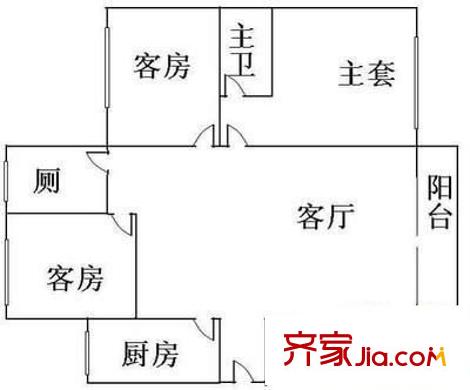 紫荊苑 3室 戶型圖