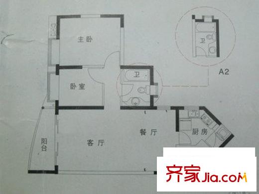警備區(qū)安居苑 2室 戶型圖