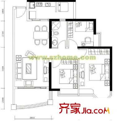 光华街社区 2室 户型图
