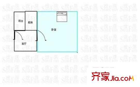 梅豐花園 1室 戶型圖