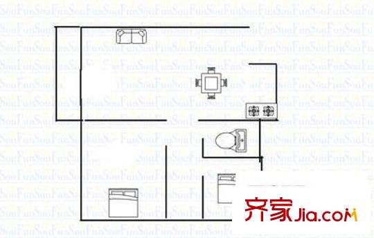 錦洲綜合樓 2室 戶型圖