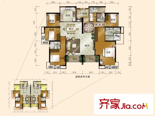 三正瑞士半山戶型圖I戶型 5室2廳4衛(wèi)1廚