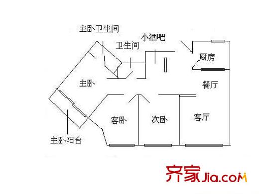 紫荊苑 3室 戶型圖