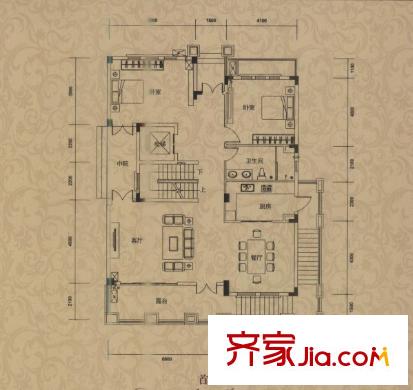 匯景御泉香山戶型圖獨(dú)棟B1戶型1層 8室2廳5衛(wèi)1廚