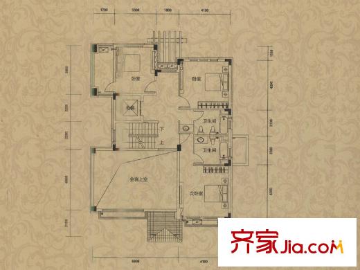 匯景御泉香山戶型圖獨(dú)棟B1戶型2層 8室2廳5衛(wèi)1廚