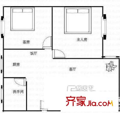 深圳 奧仕達(dá)花園 二居室 二房二廳一衛(wèi)