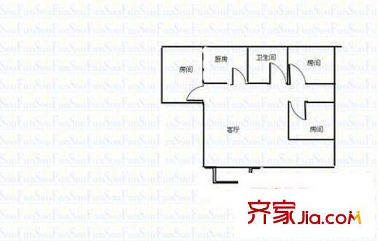 光华街社区 3室 户型图