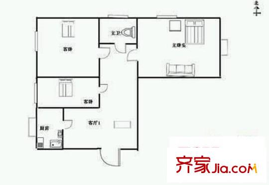 光华街社区 3室 户型图