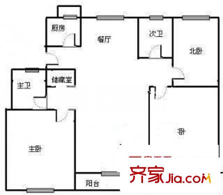 海昌大厦 3室 户型图