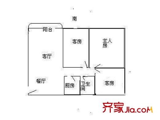 深圳 中電小區(qū) 戶型圖 3室2廳