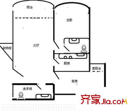 潤鵬花園 2室 戶型圖