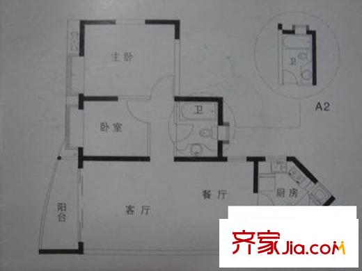 潤鵬花園 2室 戶型圖