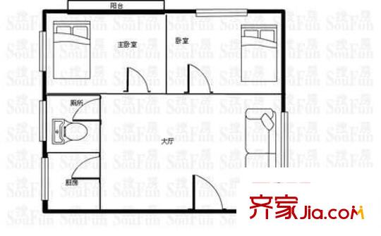 杰恩大廈 2室 戶型圖