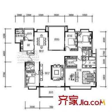 波托菲诺纯水岸二期户型图四室两厅四卫一厨 4室2厅4卫1厨