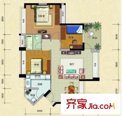 東華苑3室 戶型圖