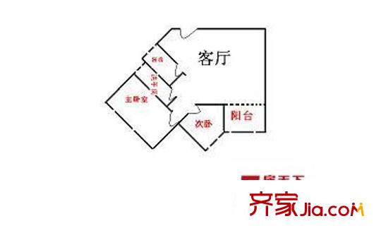 國企大廈戶型圖兩室一廳一衛(wèi)一廚 2室1廳1衛(wèi)1廚