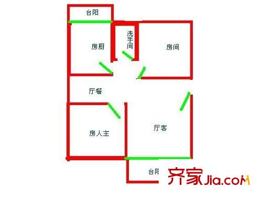 景田北小區(qū) 2室 戶型圖