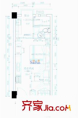 盈百富金領(lǐng)域戶型圖標(biāo) 間 1室1廳1衛(wèi)