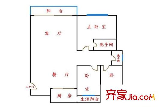 福鑫苑 3室 戶型圖