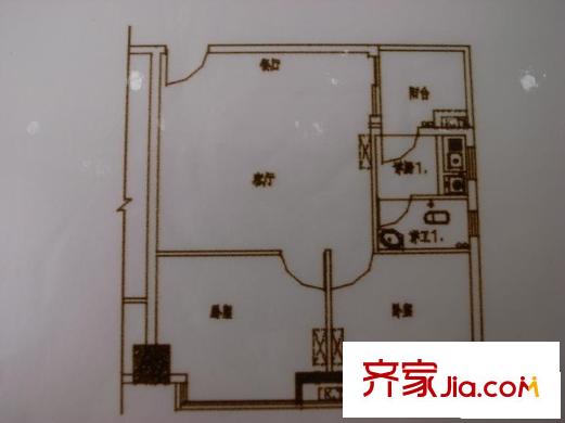 鑫茂公寓戶型圖二房二廳一衛(wèi)一廚 2室2廳1衛(wèi)1廚