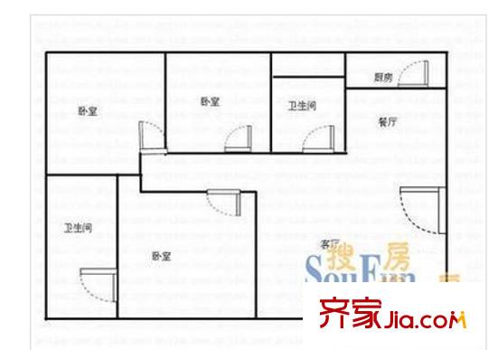 東華苑3室 戶型圖