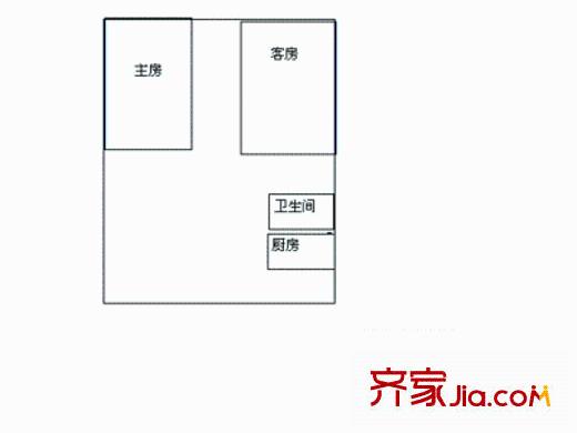 景田北小區(qū)戶型圖2房2室1衛(wèi) 2室2廳1衛(wèi)1廚