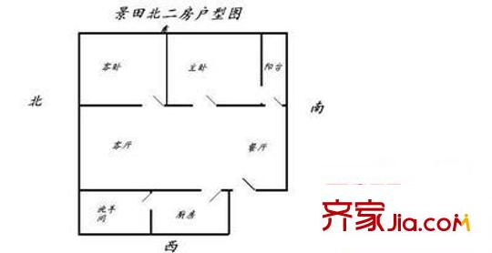 景田北小區(qū) 2室 戶型圖