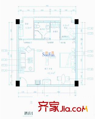 盈百富金領域戶型圖套 間 3室1廳1衛(wèi)1廚