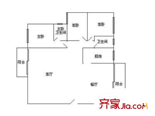 魯班大廈 3室 戶型圖
