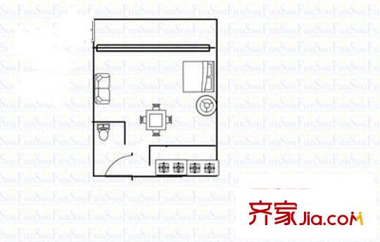 鵬盛花園 1室 戶型圖