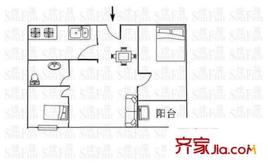 建發(fā)小區(qū) 2室 戶型圖