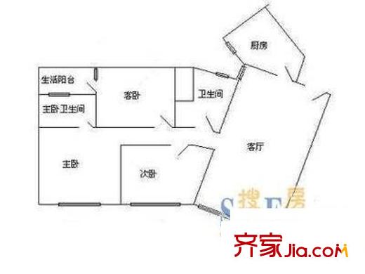 魯班大廈 3室 戶型圖